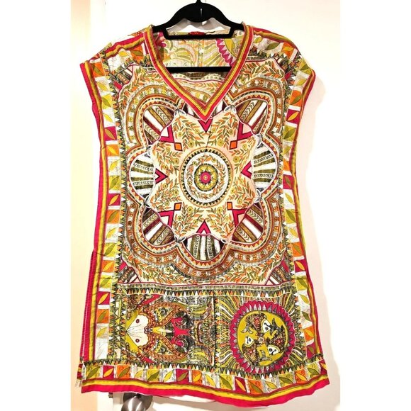 Tunic Women Medium Colorful 100% Cotton Made In India Sequin Slit Light - Picture 1 of 7
